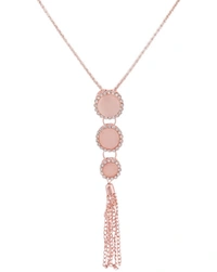 Anikas Creation Rose Plated Tasselled Alloy Light weighted Cream Stone Finished Pendant - Adjustable, Gold Plated, Multipack 1